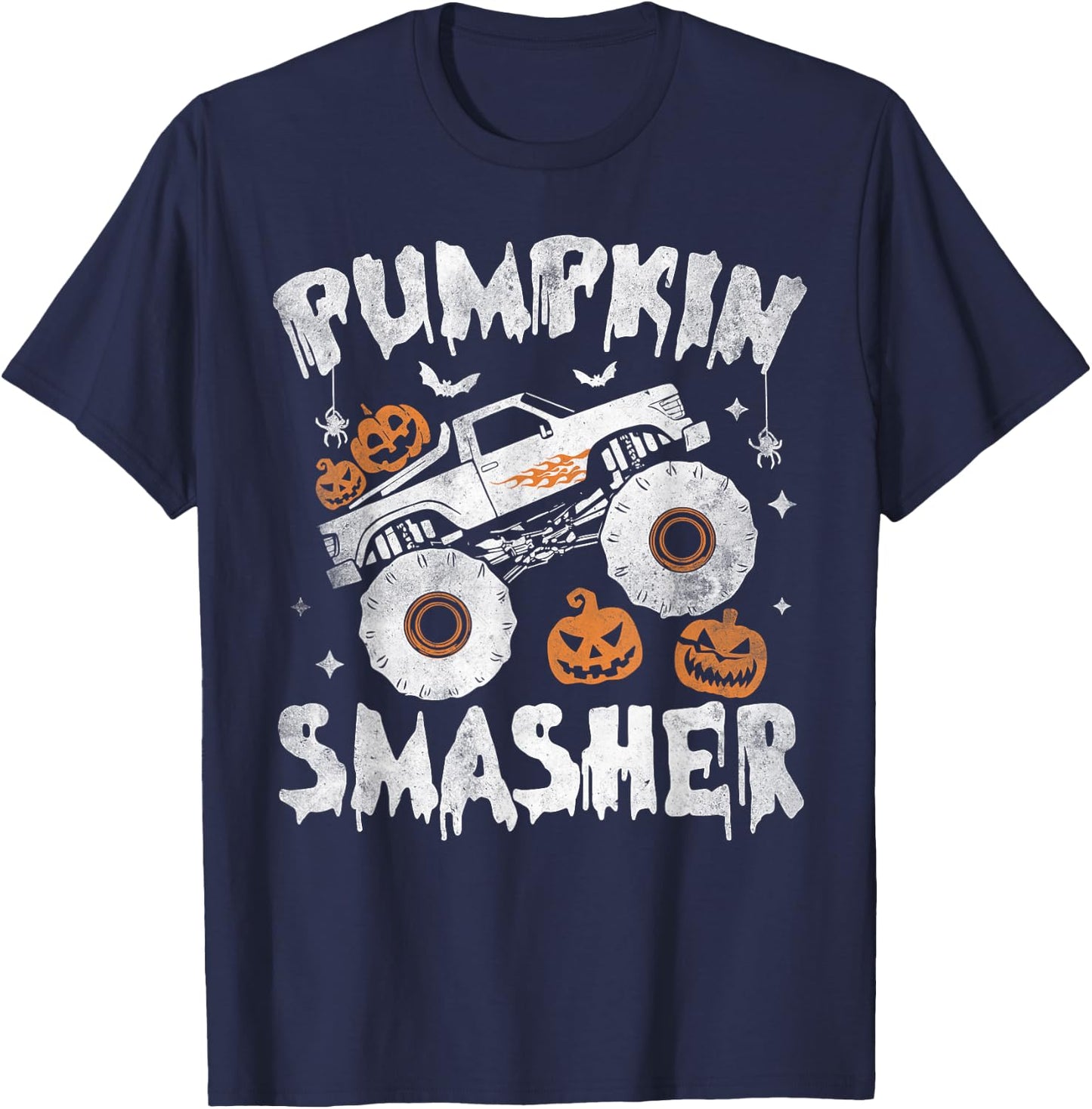Pumpkin Smasher Toddler Halloween For Monster Truck Lover T-Shirt - T-Shirt | Navy