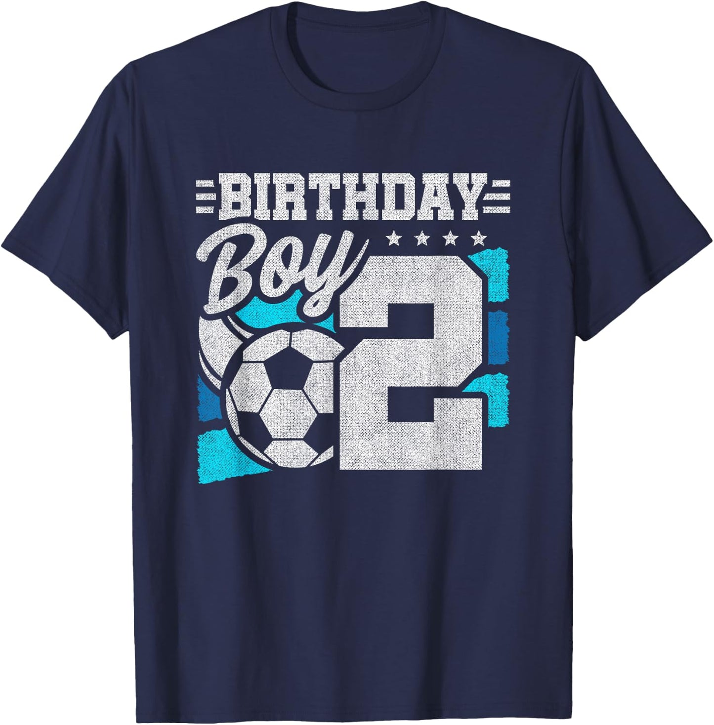 Soccer Birthday Party - 2 Year Old Boy - 2nd Birthday T-Shirt - T-Shirt | Navy