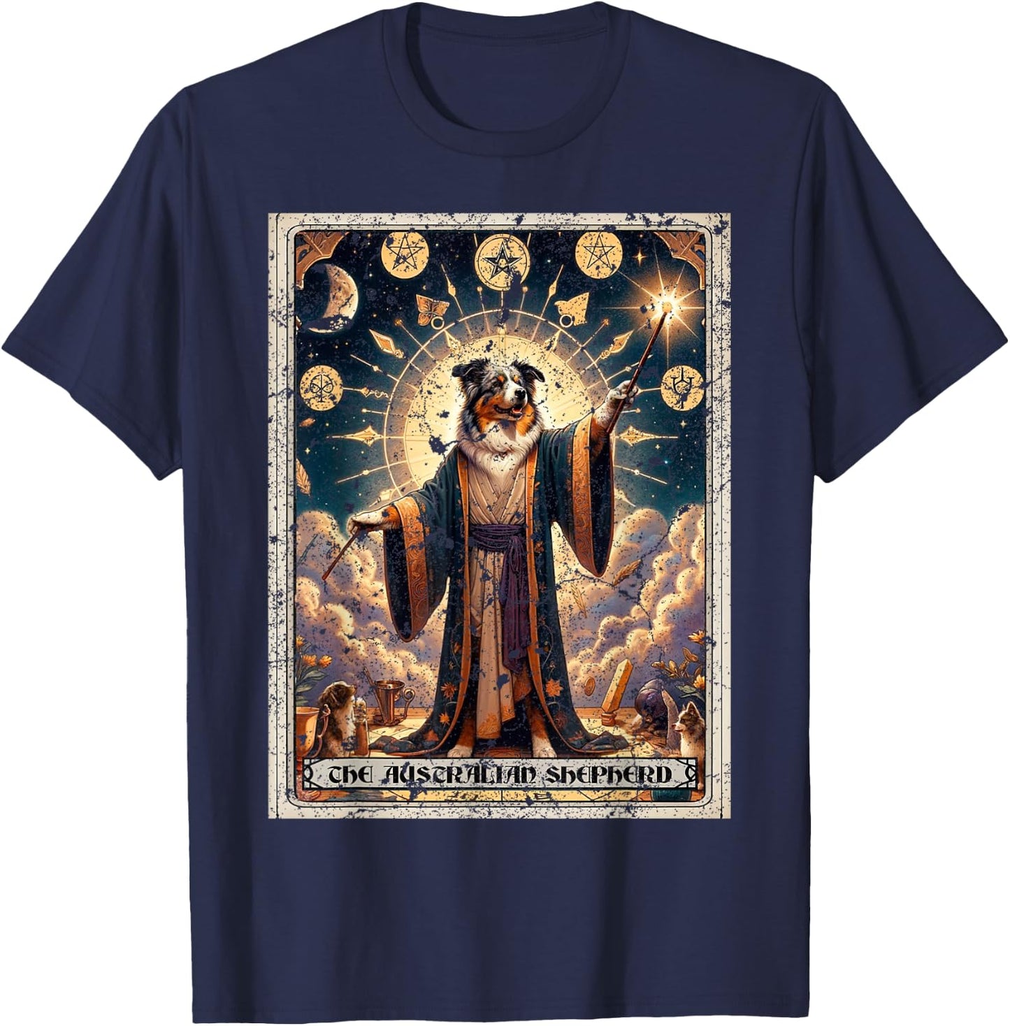 Australian Shepherd Tarot Card Dog T-Shirt - T-Shirt | Navy