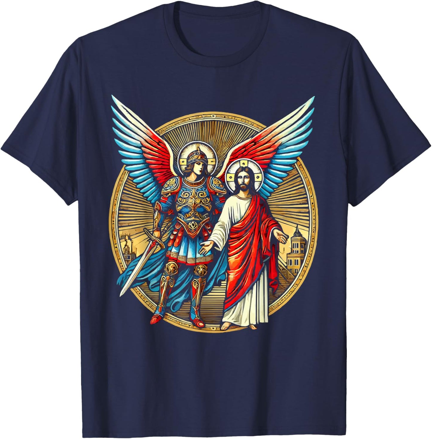 Archangel Gabriel Catholic Christianity Guardian Angel T-Shirt - T-Shirt | Navy