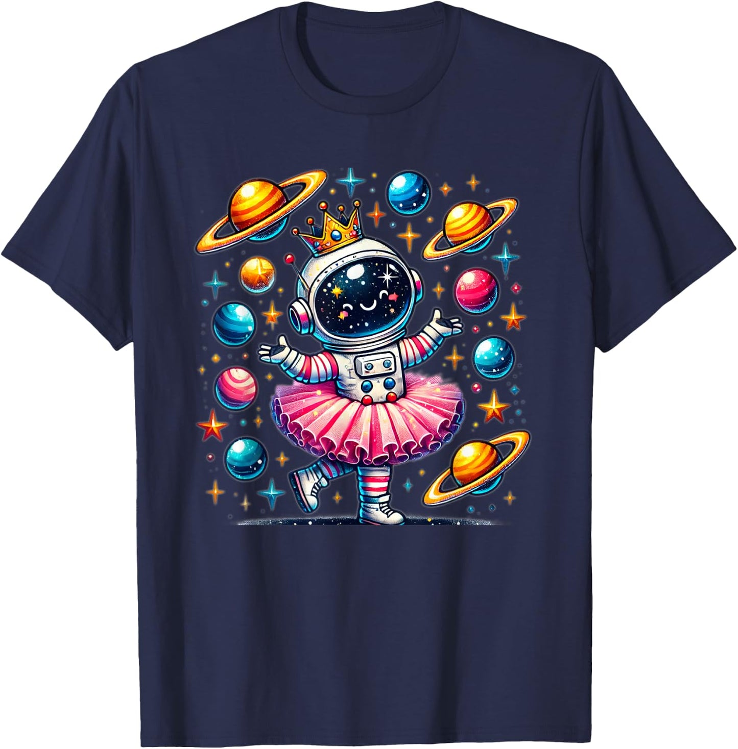 Ballerina Girl Space Astronaut T-Shirt - T-Shirt | Navy
