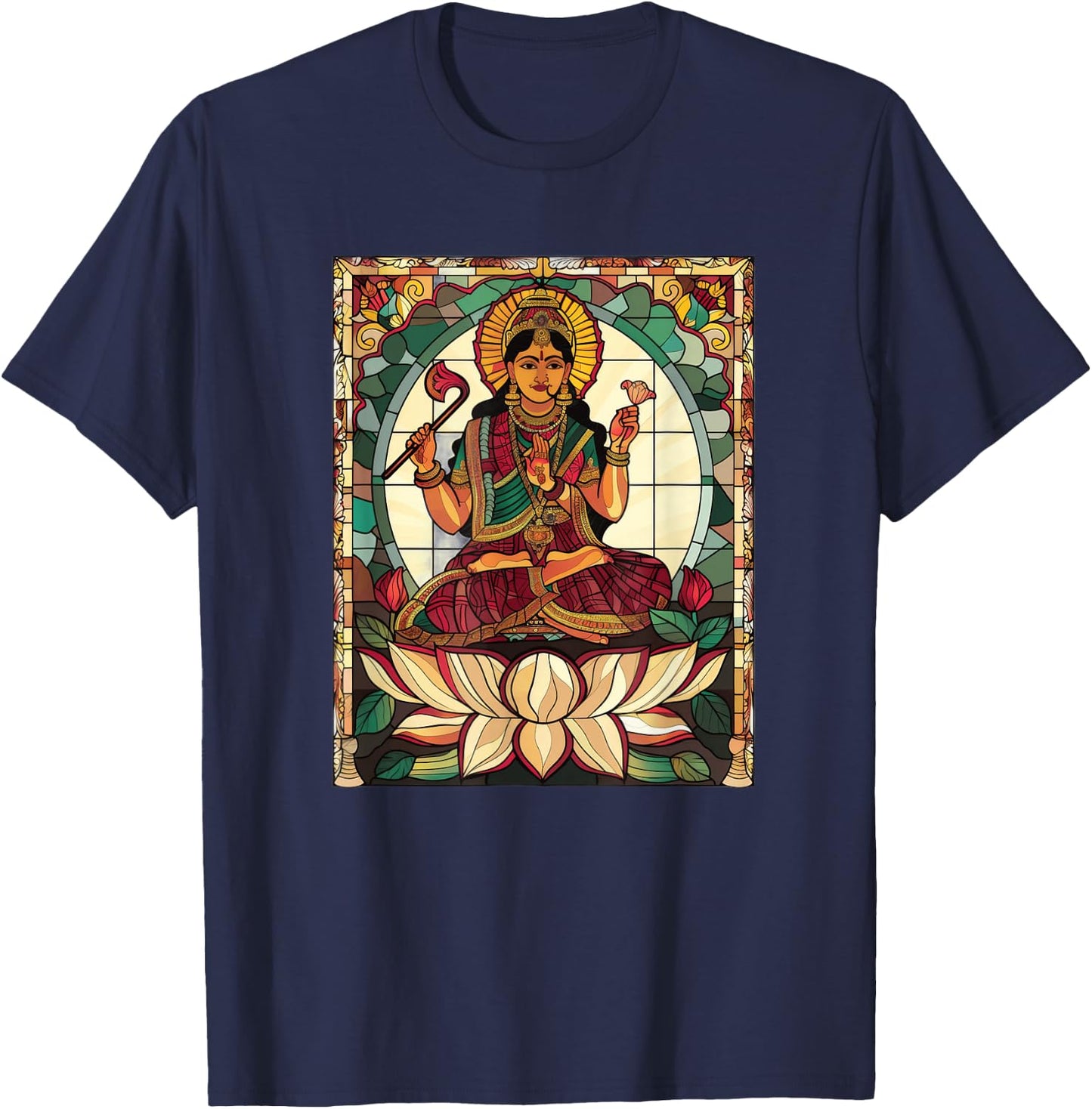 Saraswati Stained Glass T-Shirt - T-Shirt | Navy