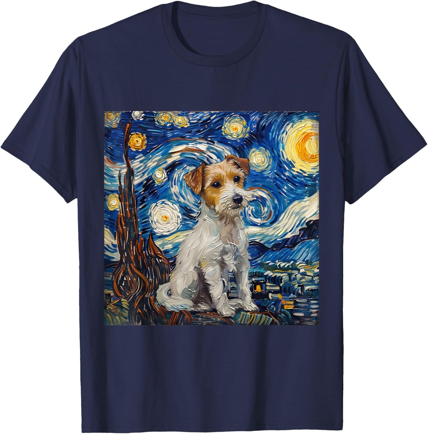 Jack Russel Terrier Van Gogh Starry Night T-Shirt - T-Shirt | Navy