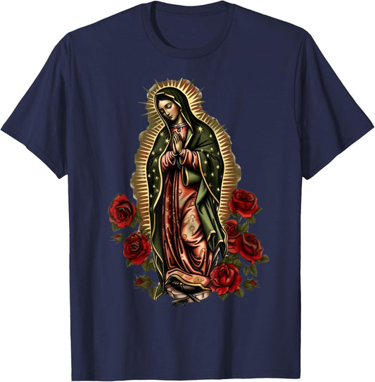 Our Lady De Guadalupe Sant Mary for Christians, Catholics T-Shirt - T-Shirt | Navy