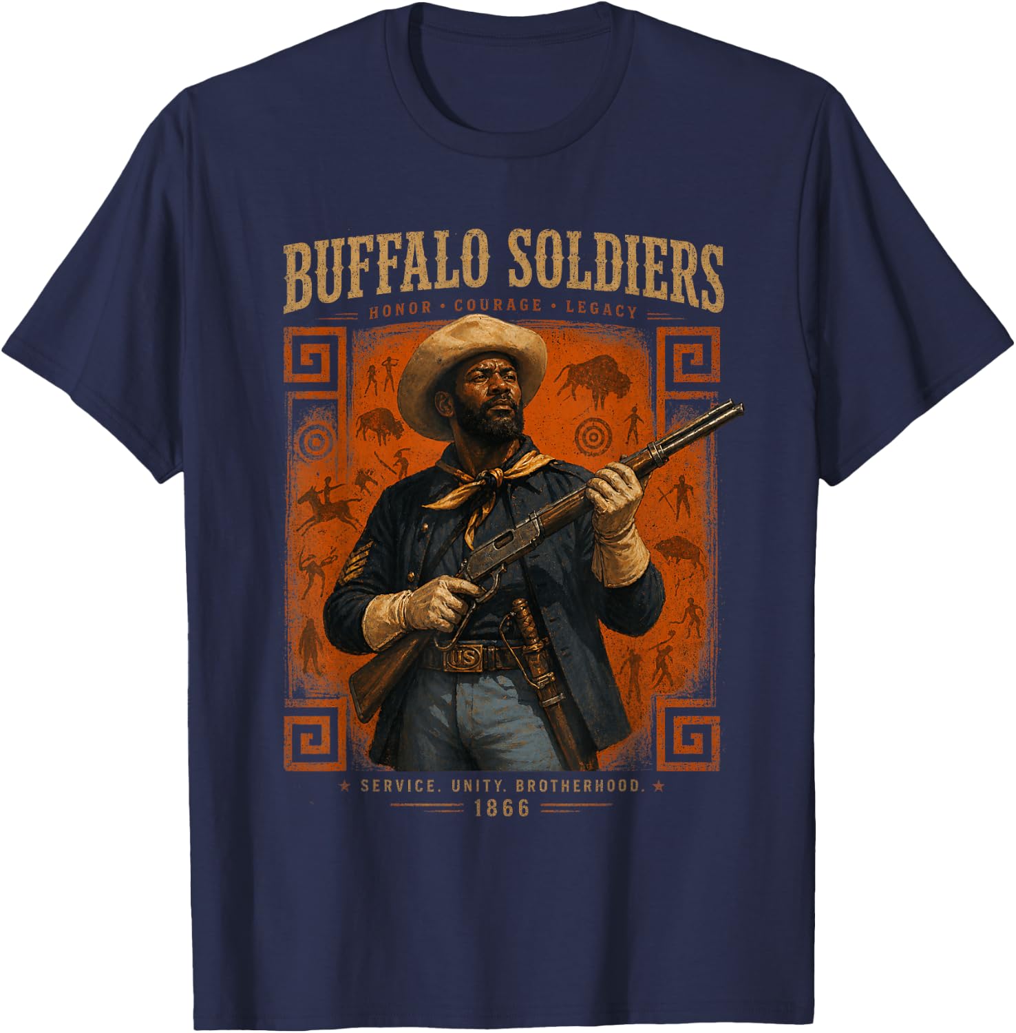Buffalo Soldiers, African American Black History Military US T-Shirt - T-Shirt | Navy