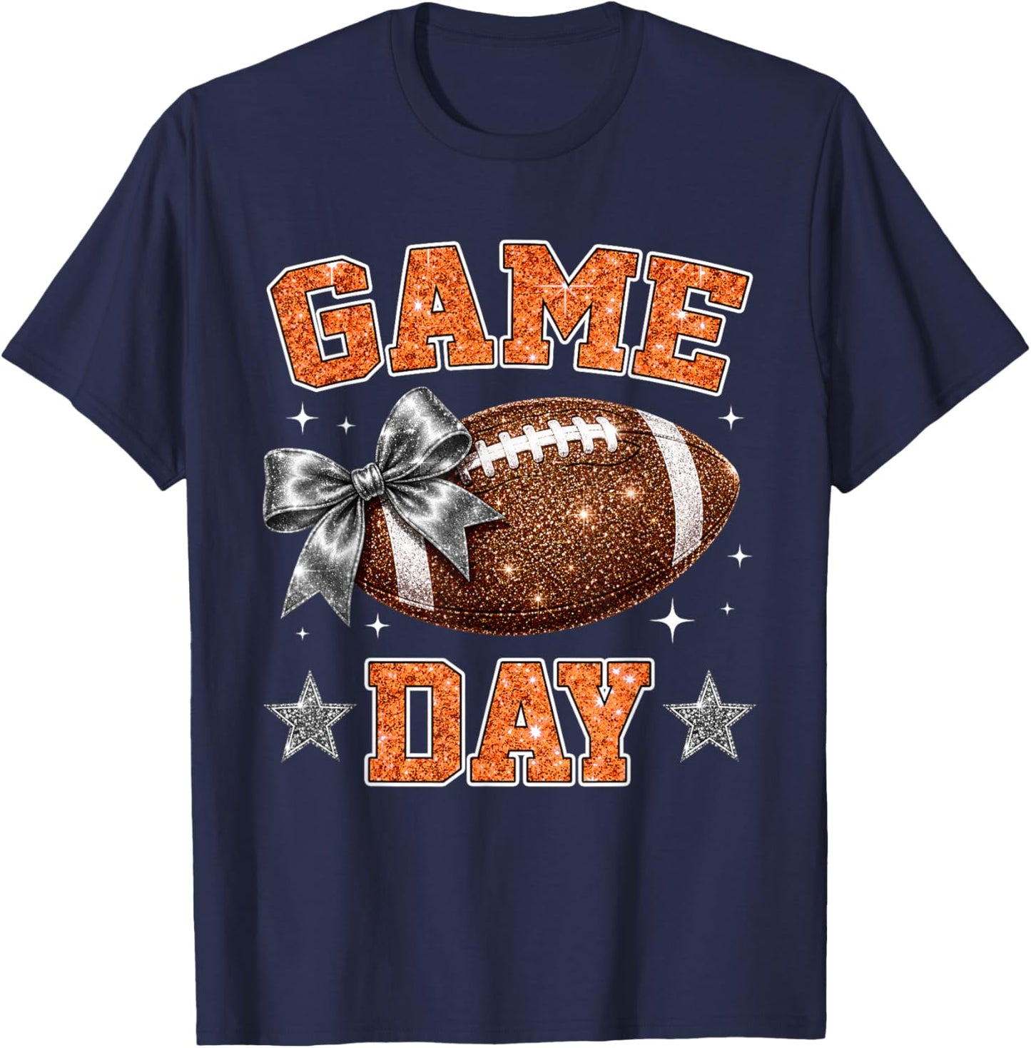 On Gameday Football We Wear Orange and Black Sports Spirit T-Shirt - T-Shirt | Navy