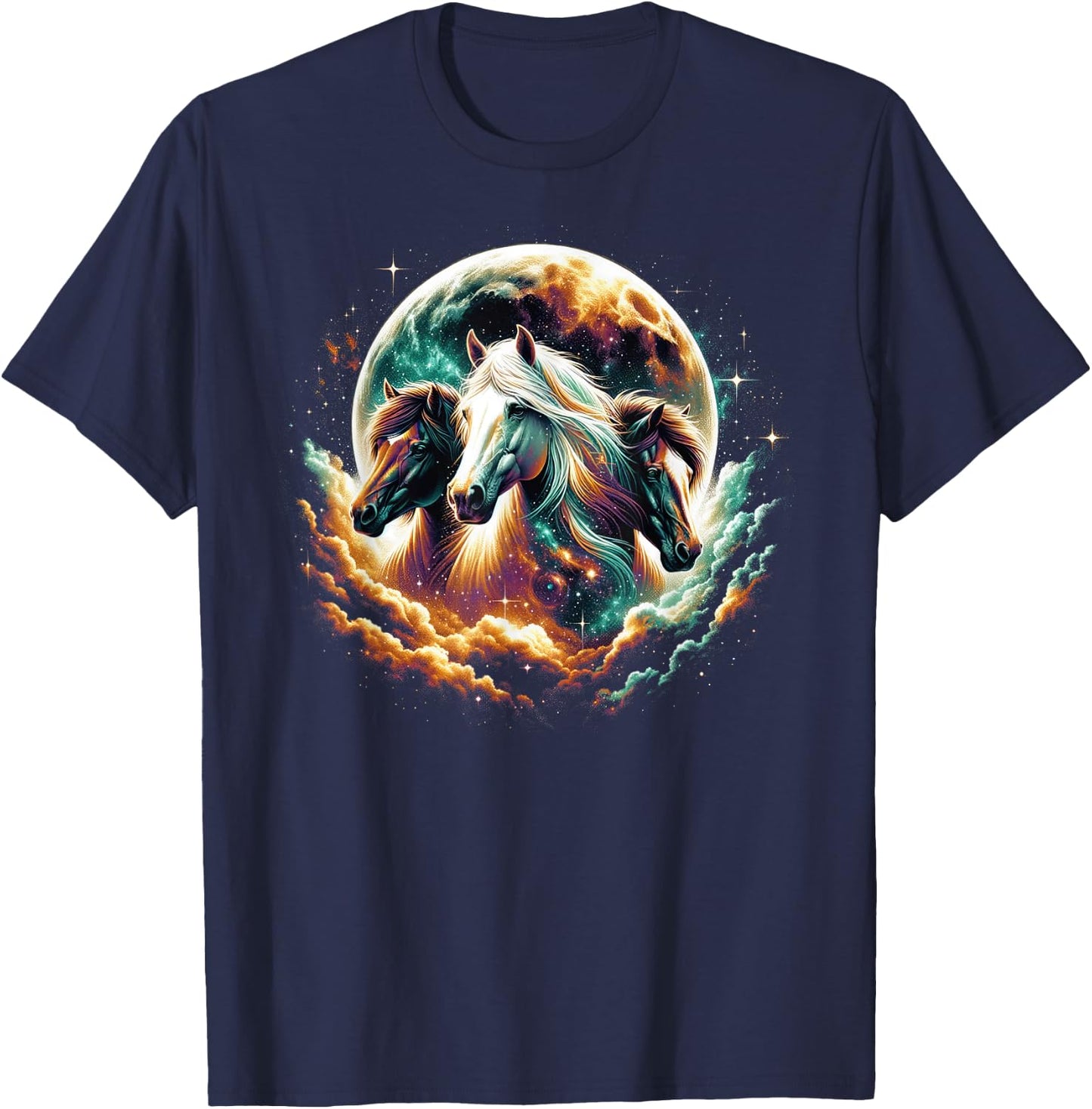 Horse Shirts Teen Girls Horses Moon Graphic T-Shirt - T-Shirt | Navy