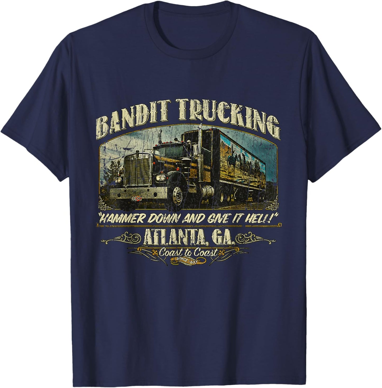 Huiibao Funny The Bandit Retro Trucking 1977 T-Shirt - T-Shirt | Navy
