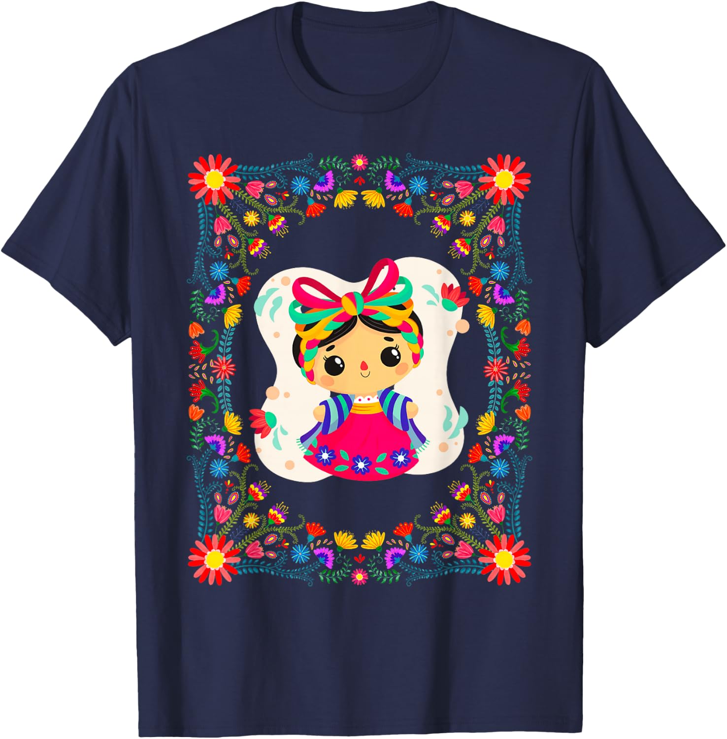 Muñecas Lele Mexicanas "LeLe" Handmade Mexican Dolls T-Shirt - T-Shirt | Navy
