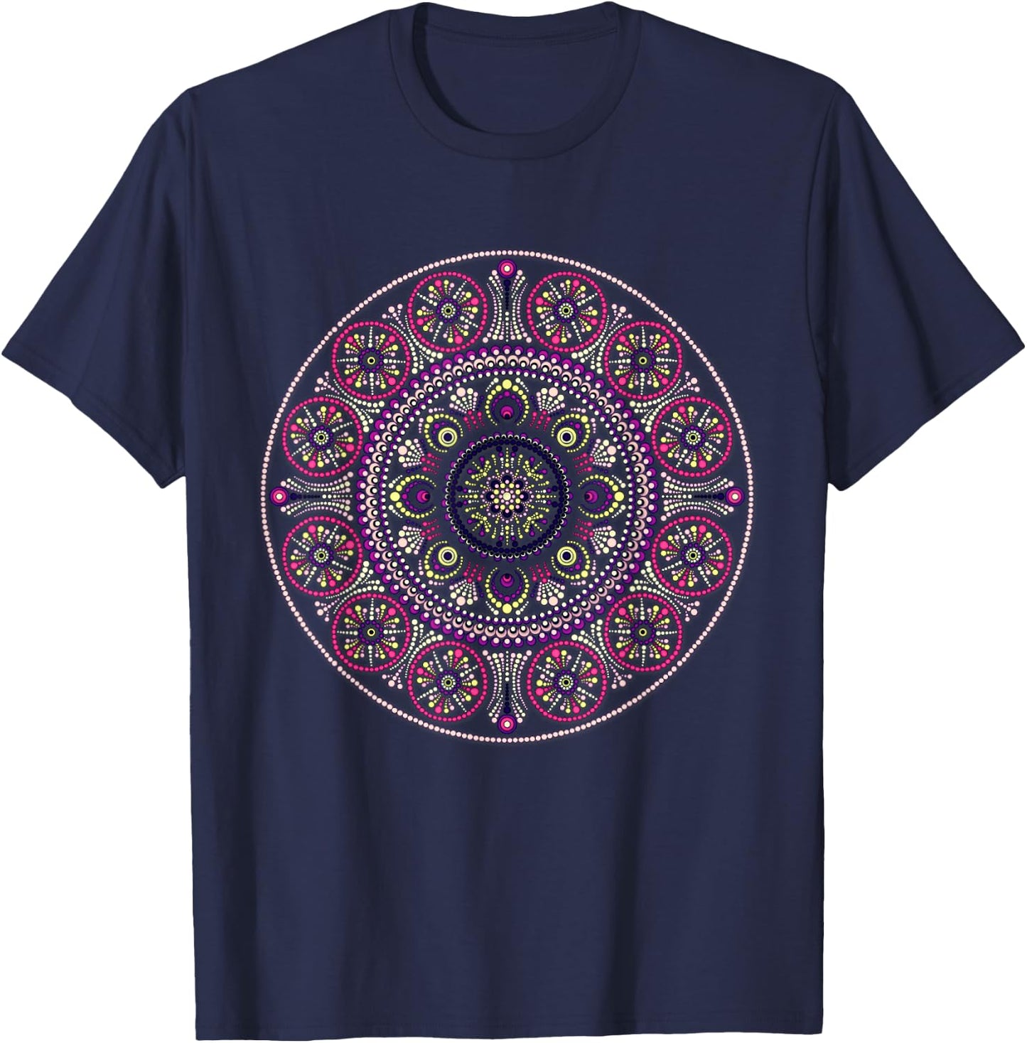 Psychedelic Sacred Geometry Design Mandala Chakra Love Art T-Shirt - T-Shirt | Navy