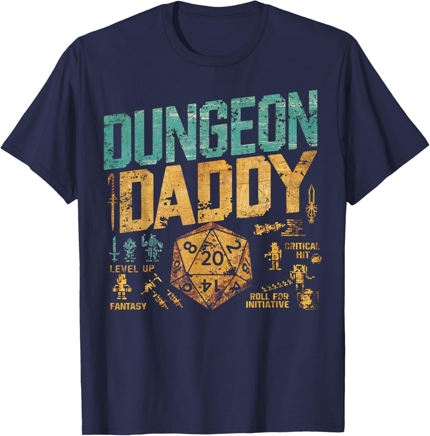 Retro Dungeon Daddy for Father, Fathers Day T-Shirt - T-Shirt | Navy
