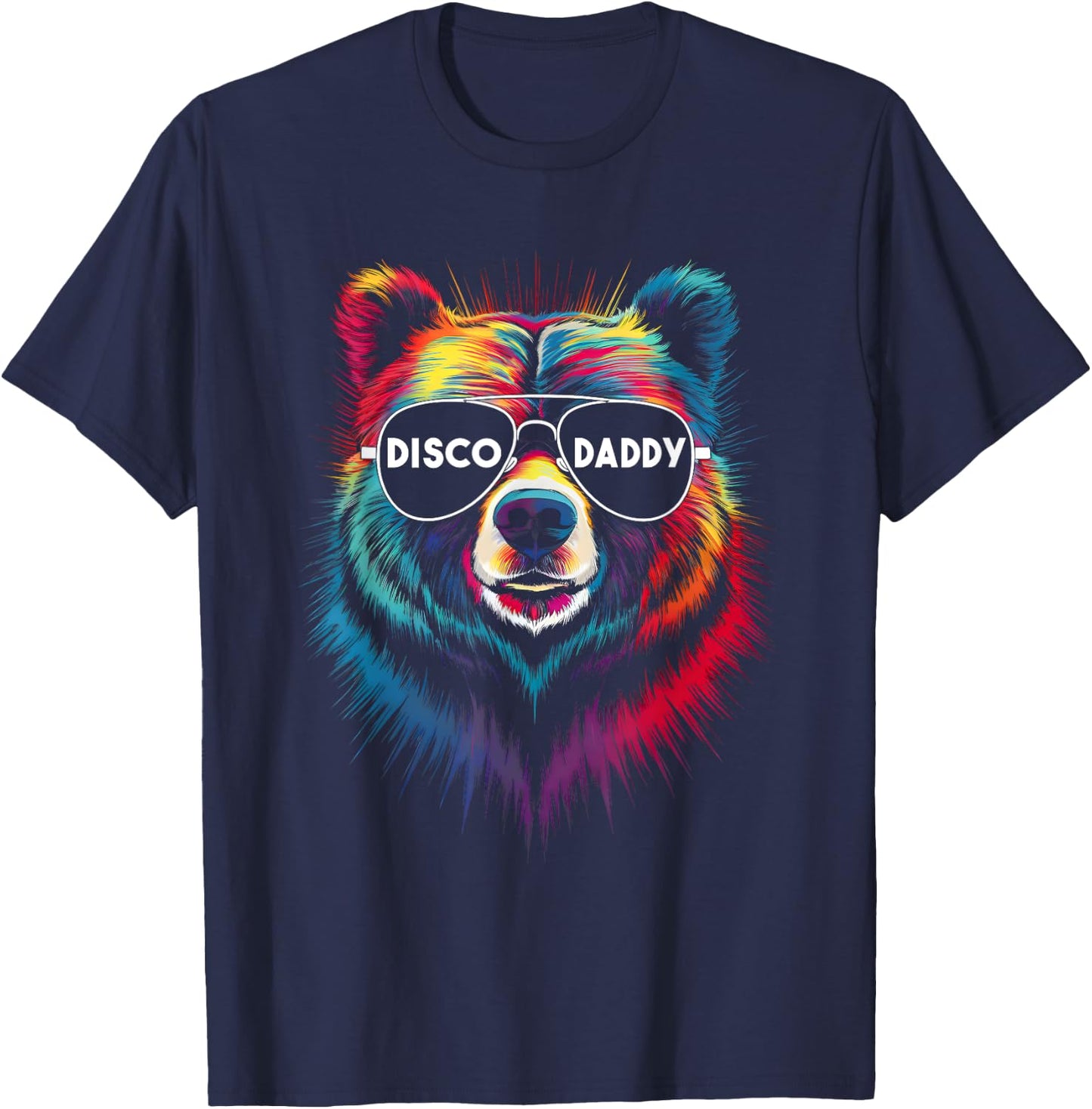 Disco Daddy Fun Disco Bear Graphic for Music Lovers T-Shirt - T-Shirt | Navy