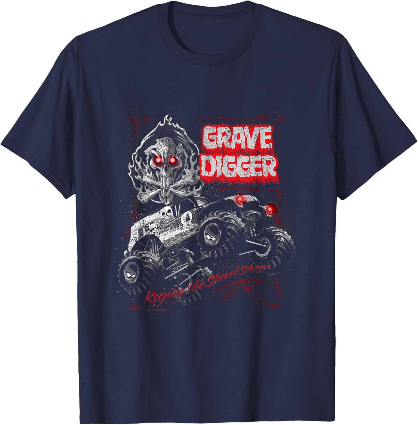 Monster Jam Grave Digger Red Eyes Truck T-Shirt - T-Shirt | Navy