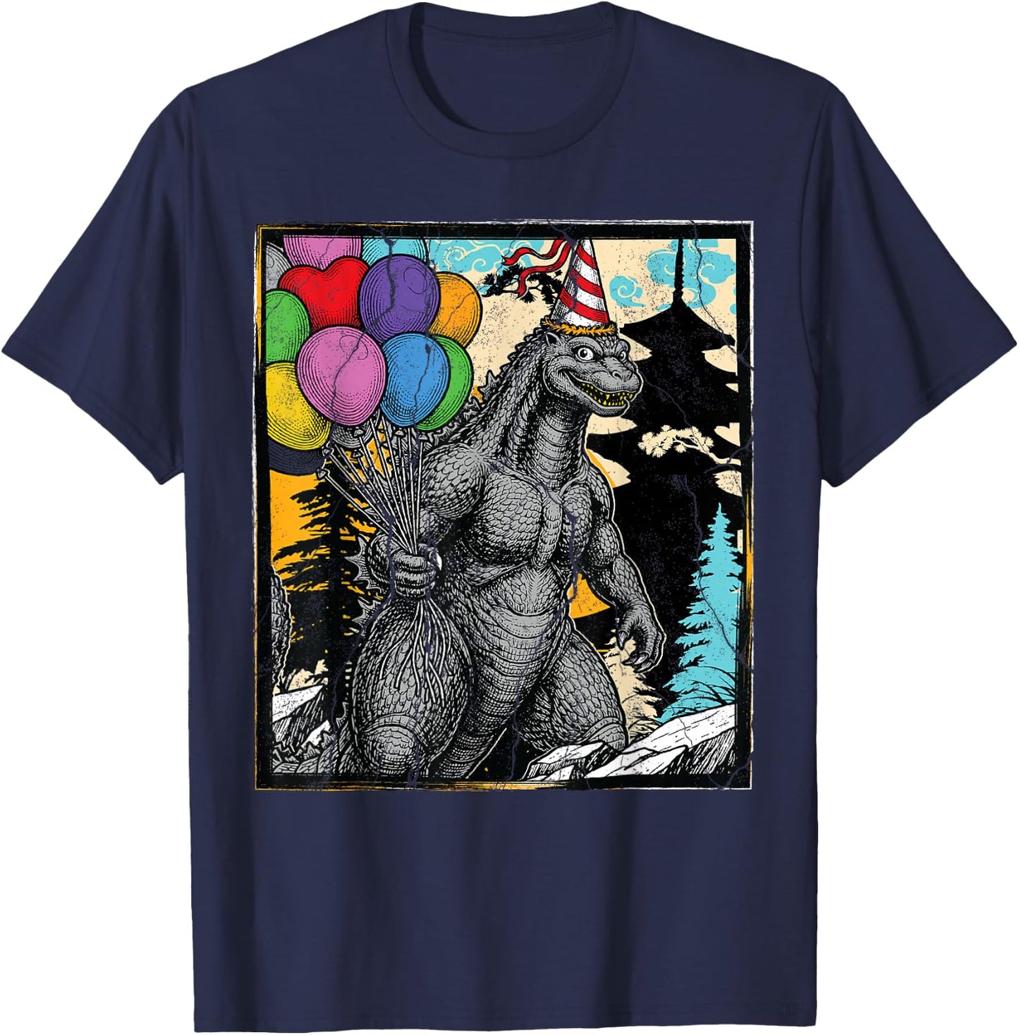 Kaiju Birthday Party Japanese Monster Japan Poster T-Shirt - T-Shirt | Navy