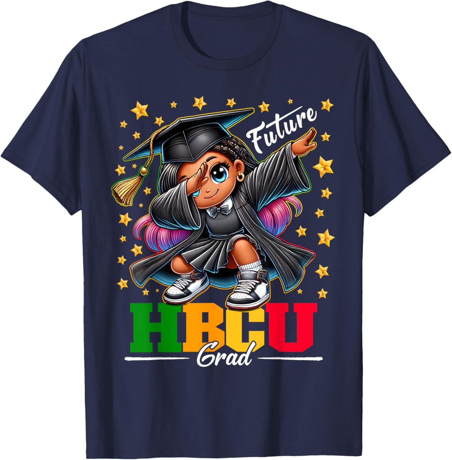 Proud Historical Black Colleges and Universities Future HBCU Grad Dabbing Girl Graduation for Girls Kids - Black - Small T-Shirt - T-Shirt | Navy