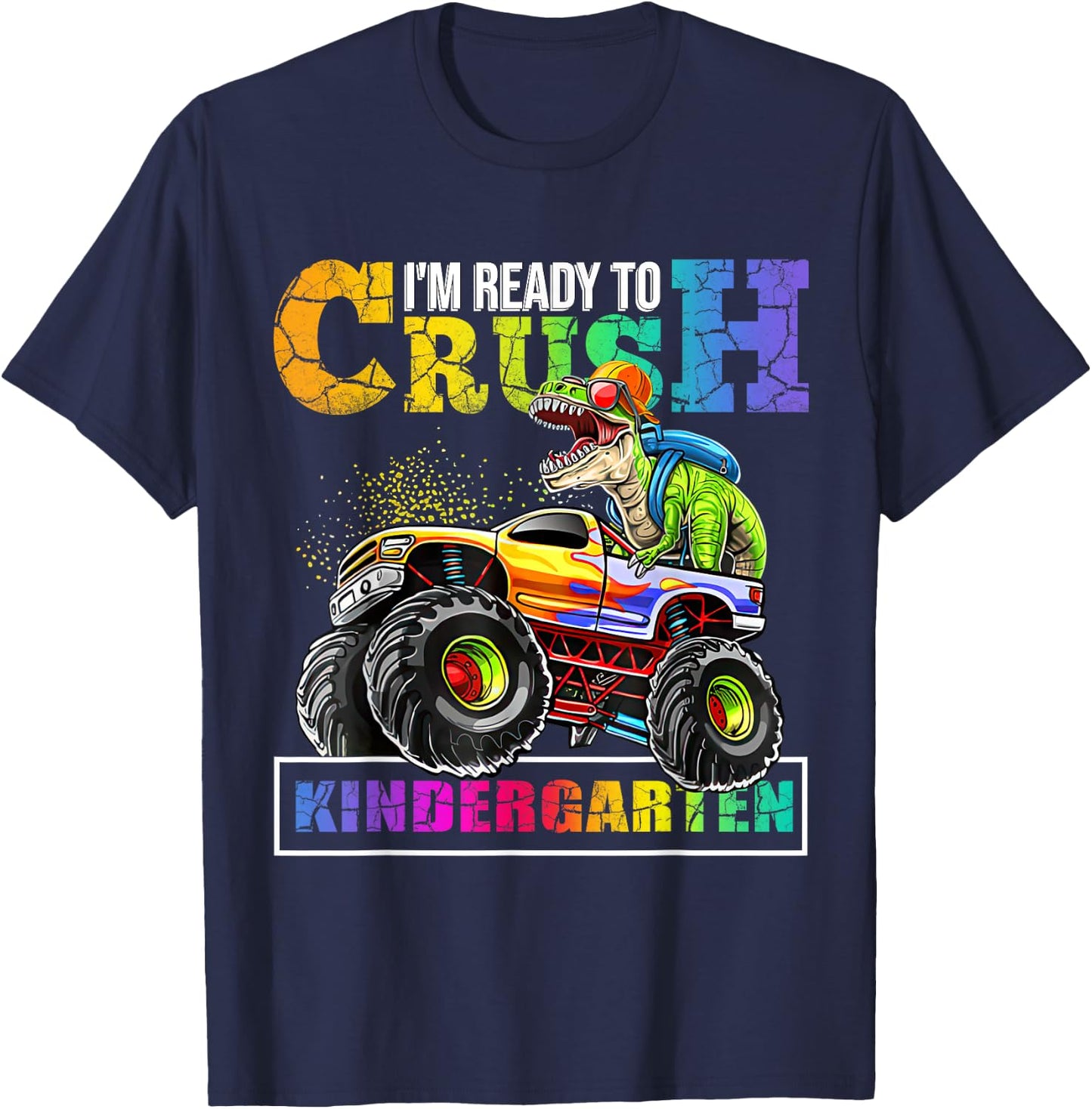 Back To School Boy Dinosaur I'm Ready To Crush Kindergarten T-Shirt - T-Shirt | Navy