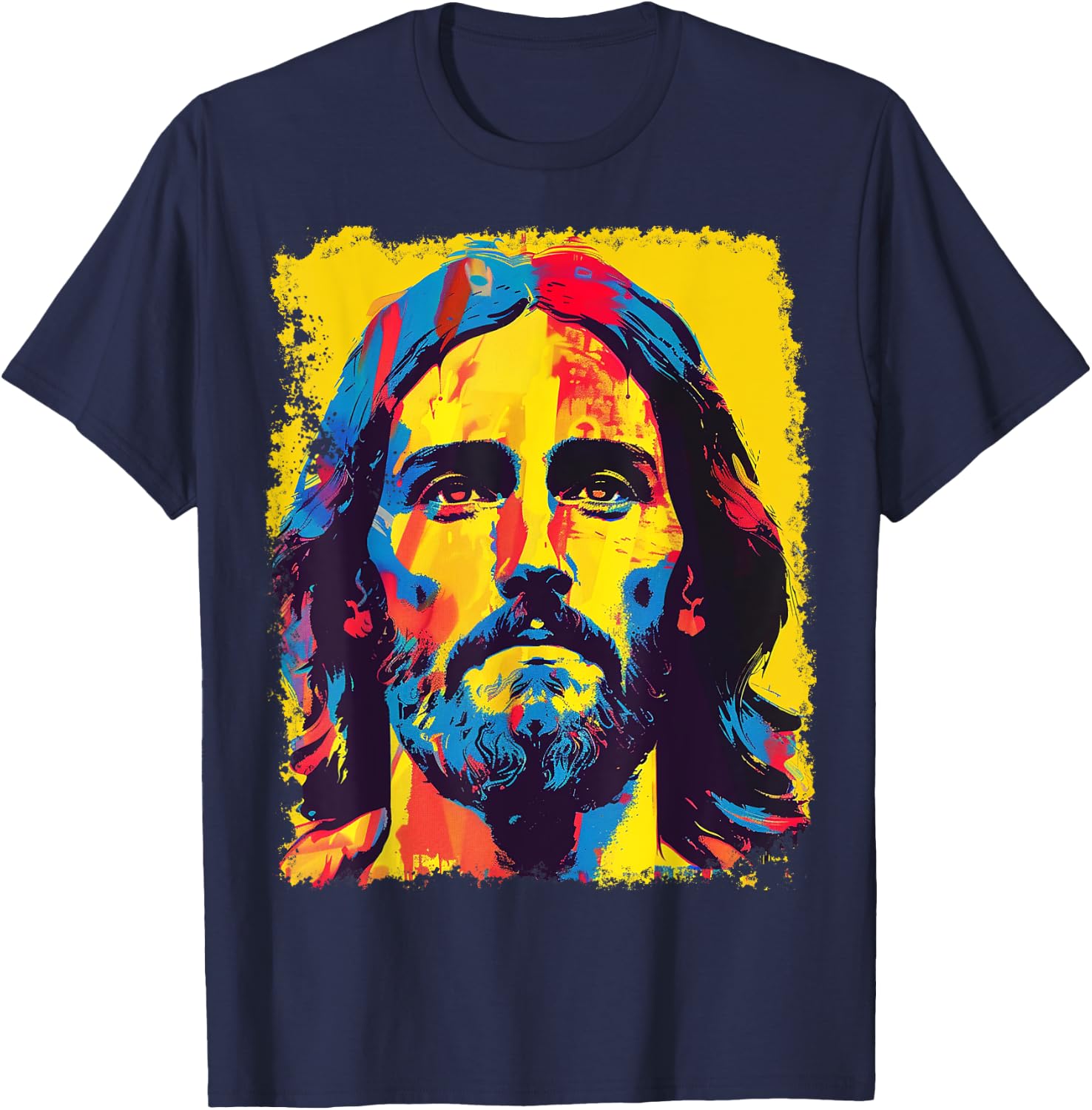 Jesus Christ Pop Art Graphic T-Shirt - T-Shirt | Navy