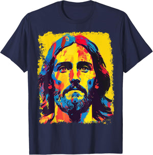 Jesus Christ Pop Art Graphic T-Shirt - T-Shirt | Navy