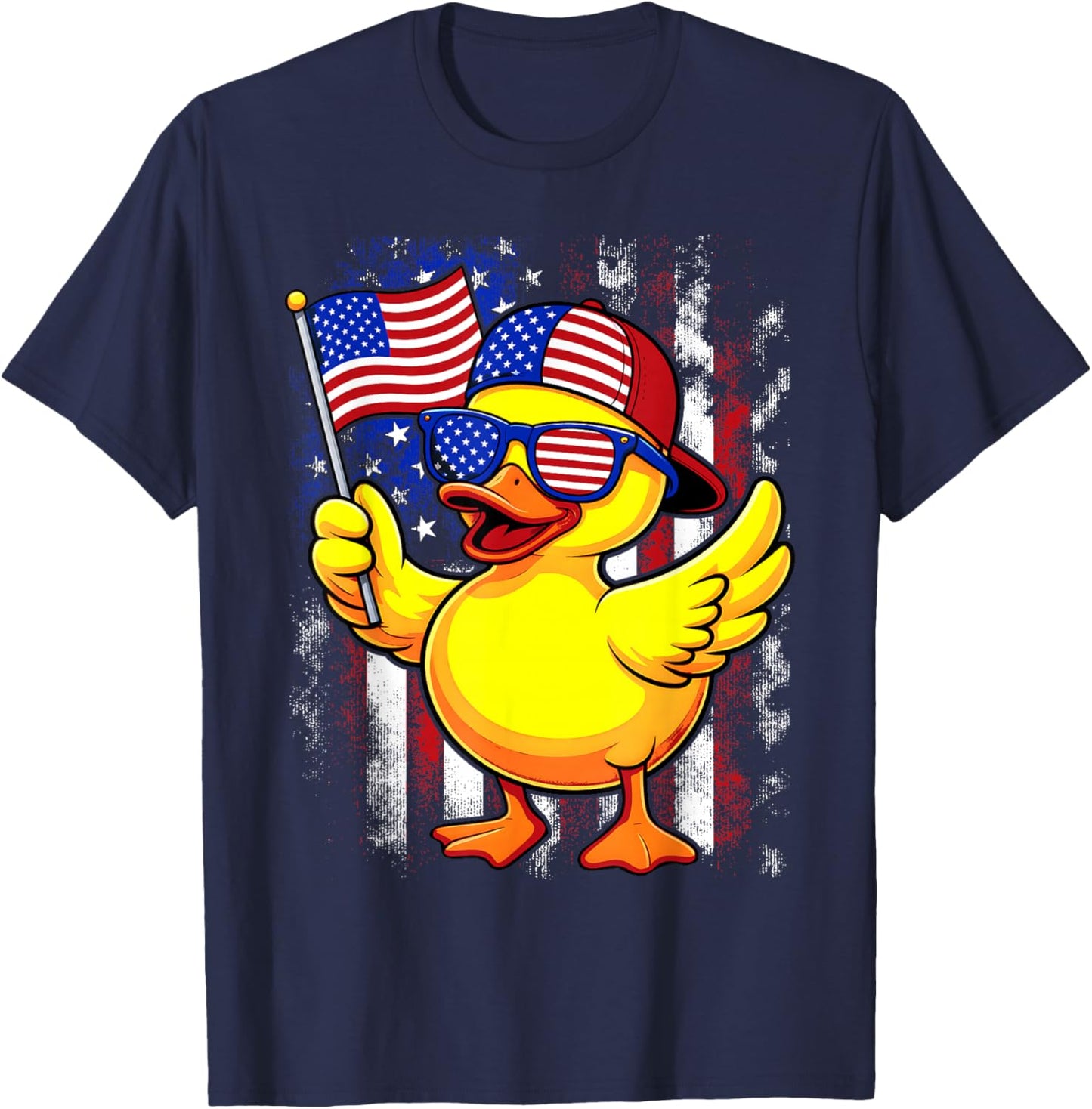 4th Of July Patriotic Rubber Duck USA Flag Funny Duck T-Shirt - T-Shirt | Navy
