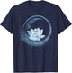 Crescent Moon and Circle of Stars with Lotus Flower Graphic T-Shirt - T-Shirt | Navy