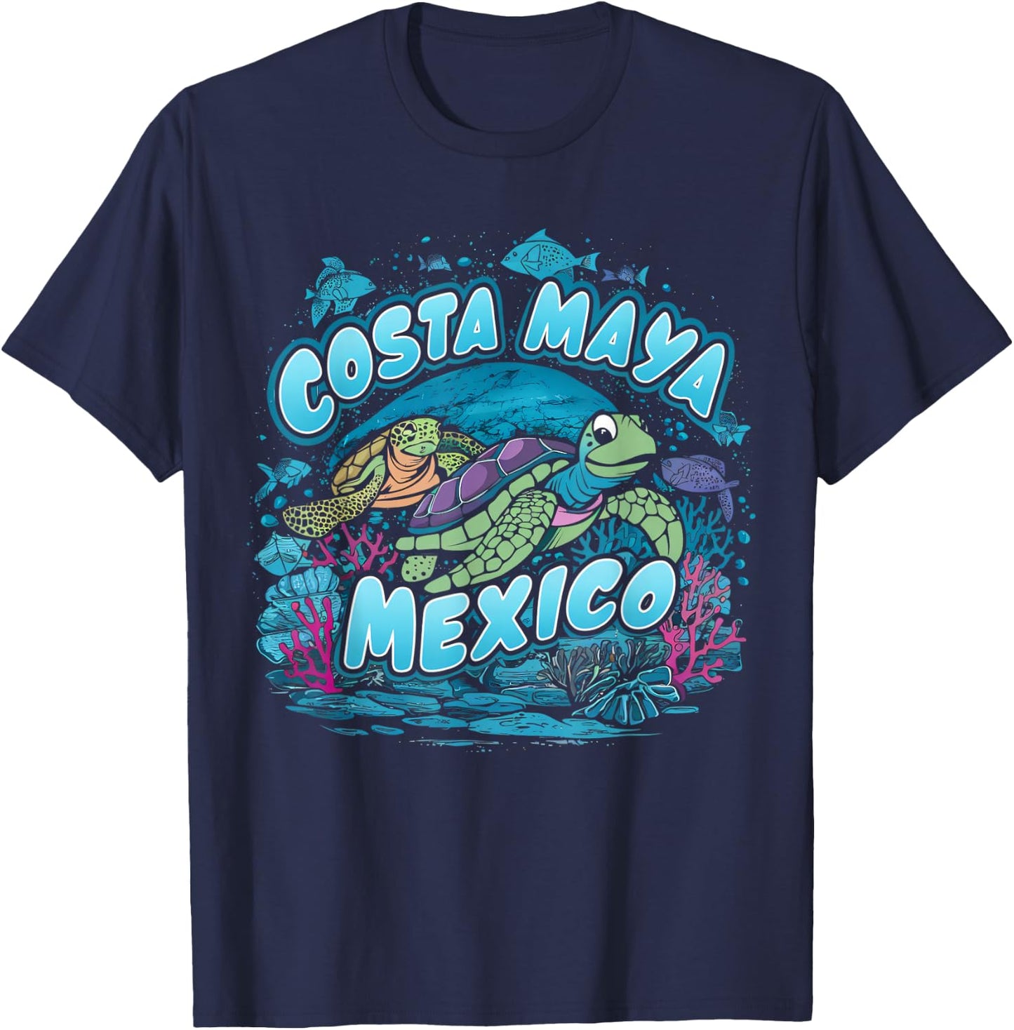 Costa Maya Mexico Turtle Vacation Souvenir Beach T-Shirt - T-Shirt | Navy