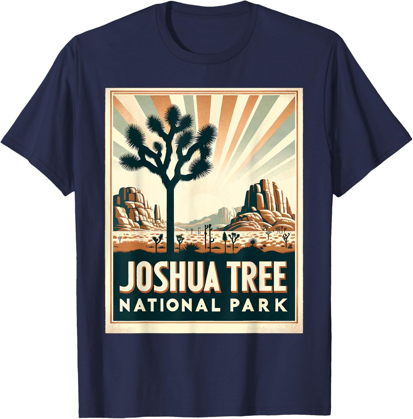 Joshua Tree National Park Vintage Hiking Camping Outdoor T-Shirt - T-Shirt | Navy