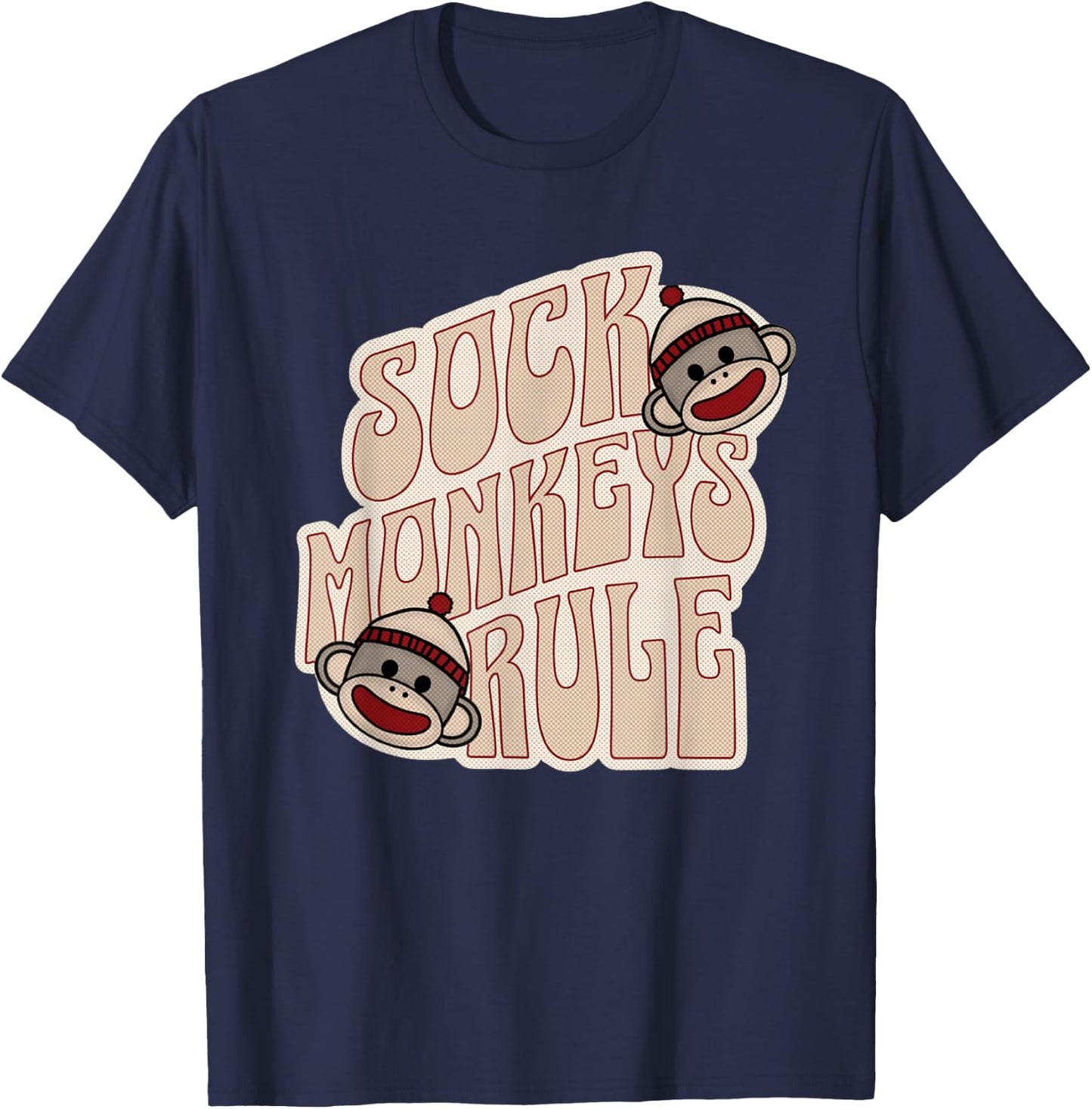 Sock Monkeys Rule Groovy Logo Vintage Sock Monkeys T-Shirt - T-Shirt | Navy