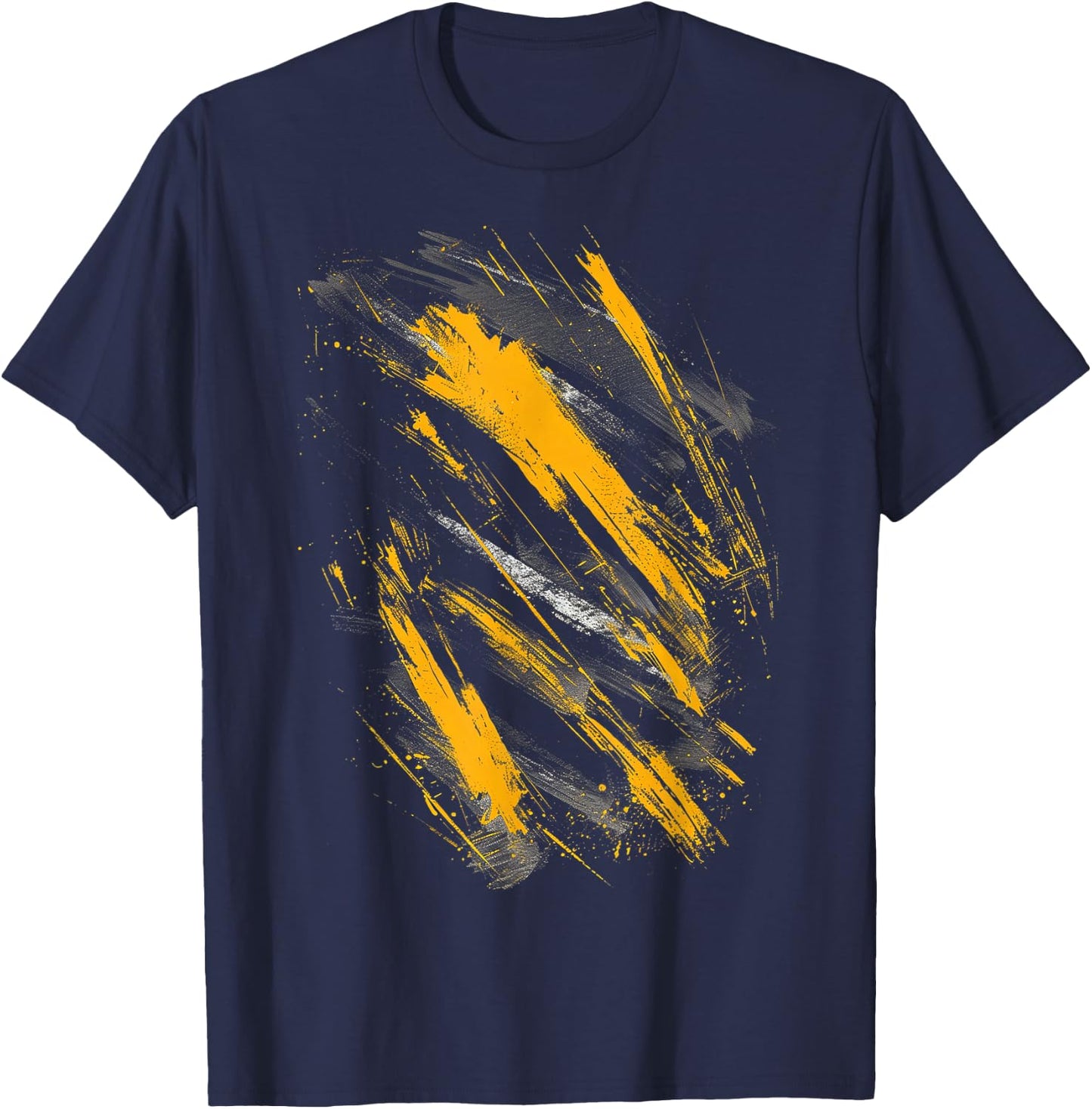 Yellow And Black Splatter Graphic T-Shirt - T-Shirt | Navy