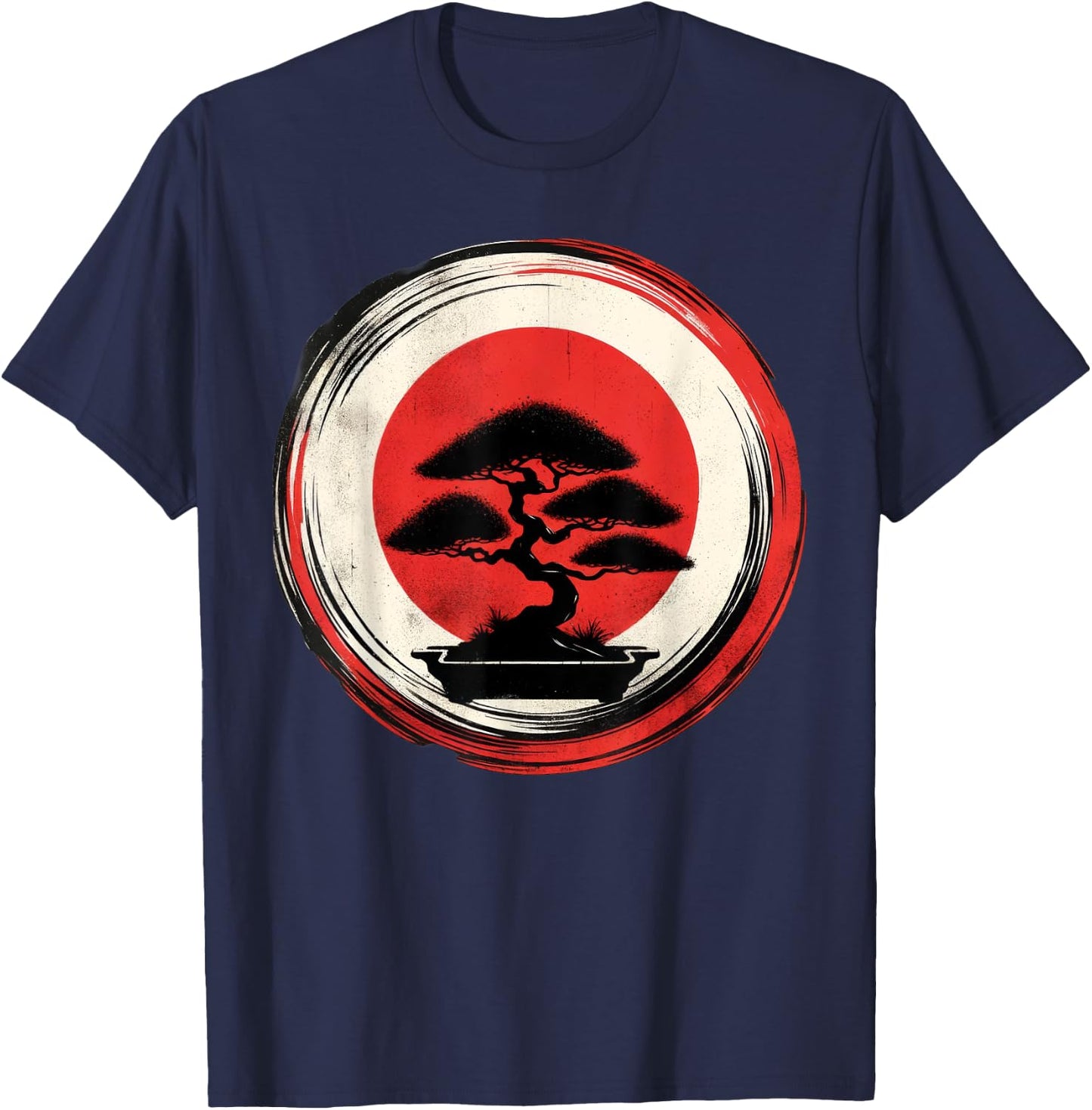 Japanese Bonsai Tree Zen Enso Circle T-Shirt - T-Shirt | Navy