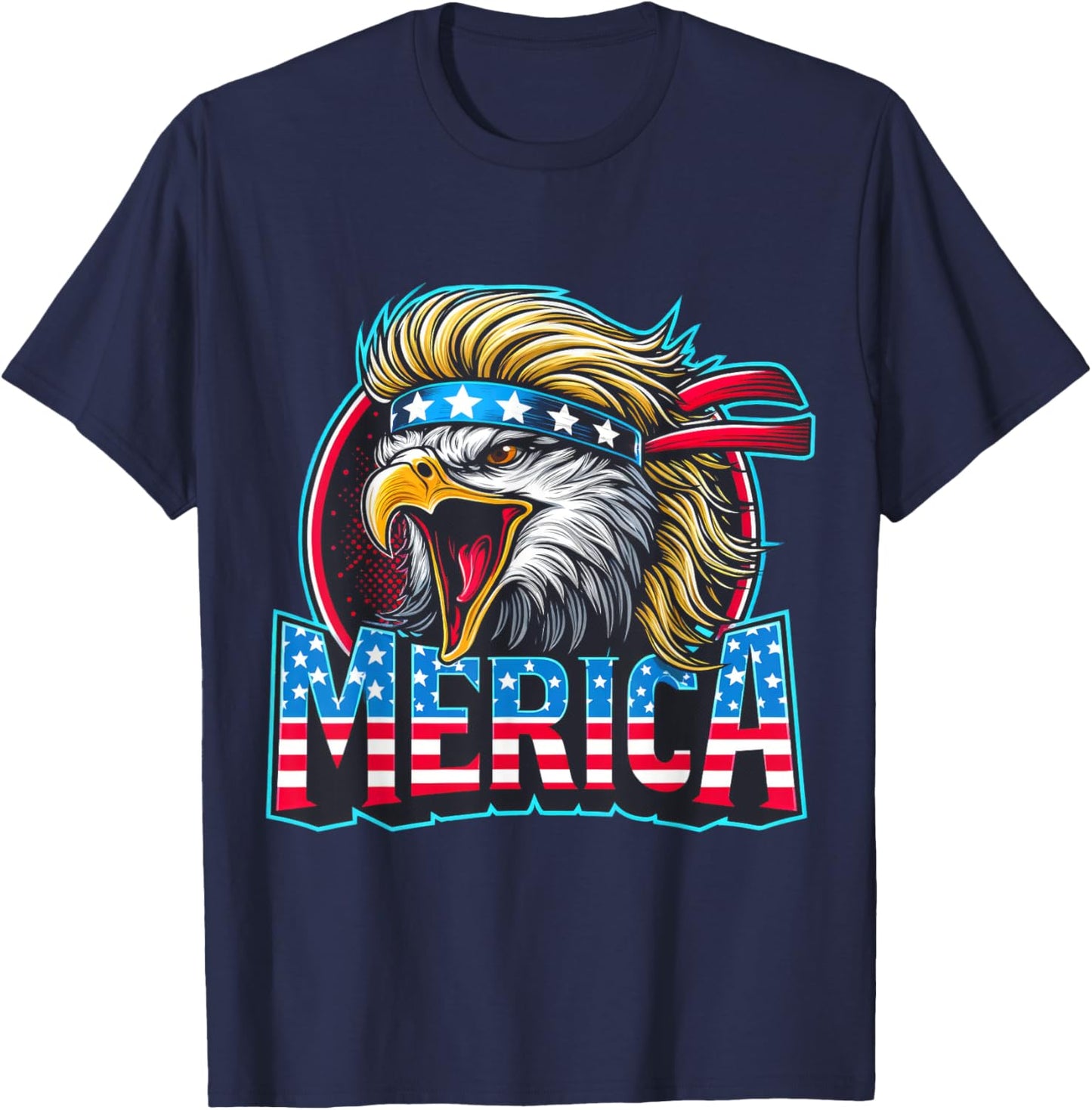 4th of July Patriotic Funny Eagle July 4th USA Merica Kids Men T-Shirt - T-Shirt | Navy