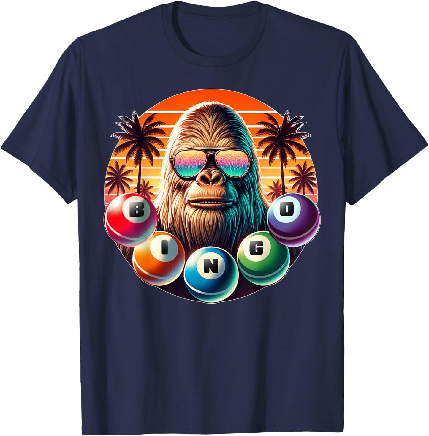 Funny Bingo Shirts Bingo Player Caller Bigfoot T-Shirt - T-Shirt | Navy
