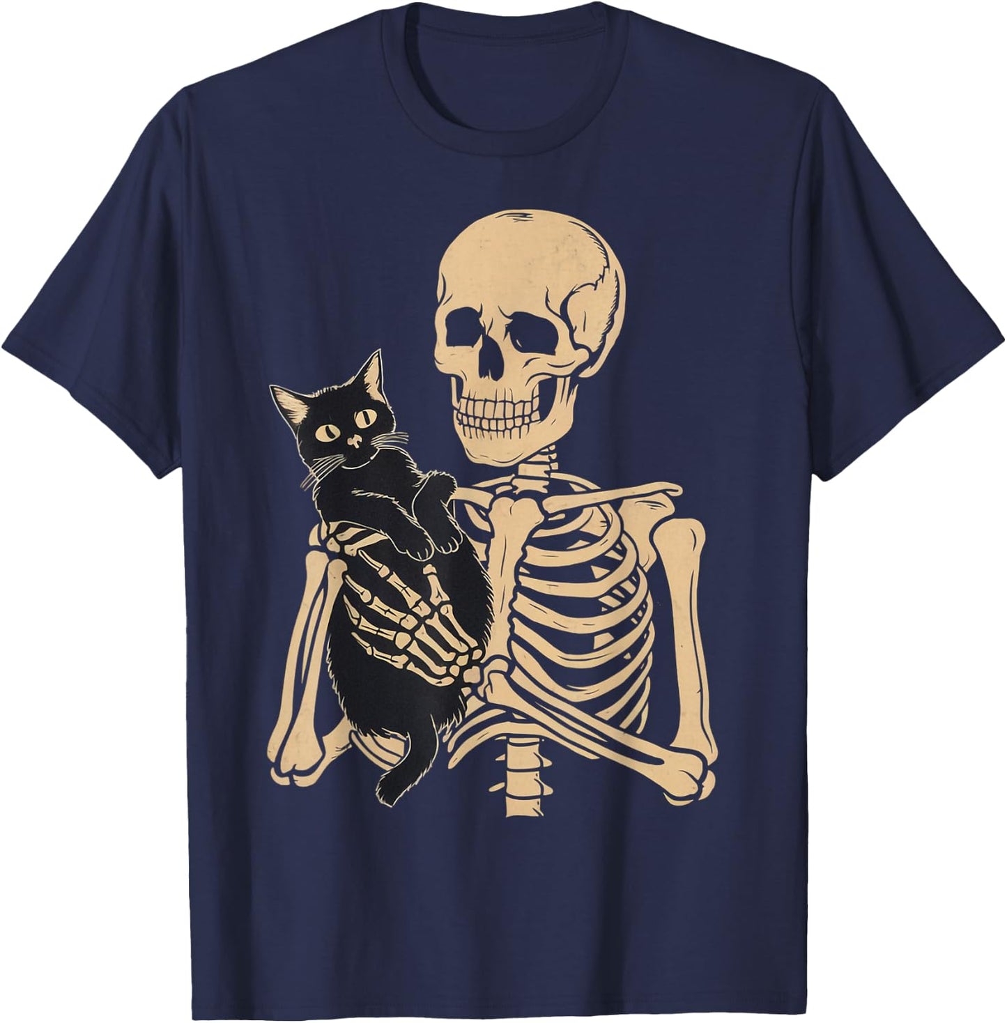 Black Cat Apparel Halloween Graphic -Adults Cat Mom Cat Dad Black Small T-Shirt - T-Shirt | Navy