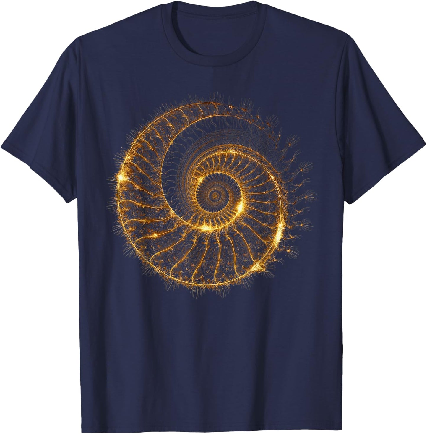 Fibonacci Spiral Ratio Mathematicians Sacred Geometry T-Shirt - T-Shirt | Navy