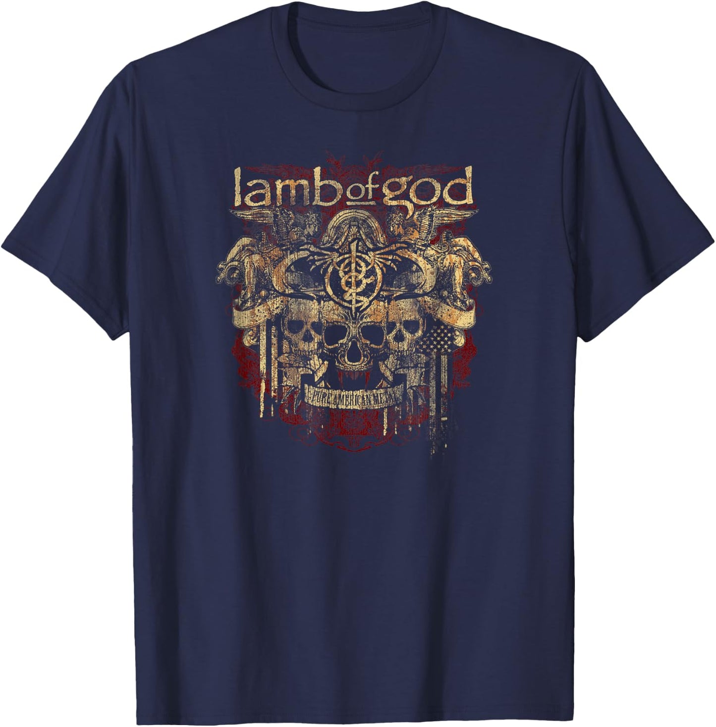Lamb of God – Pure American Metal Gold T-Shirt - T-Shirt | Navy
