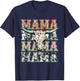 Mama Western Retro Groovy Cow Skull Country Rodeo Mother Day T-Shirt - T-Shirt | Navy
