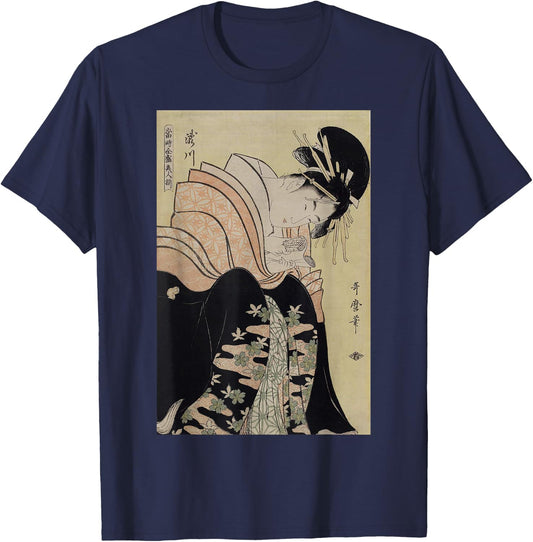 Japanese Retro Artwork Takigawa from the Tea-House Art T-Shirt - T-Shirt | Navy