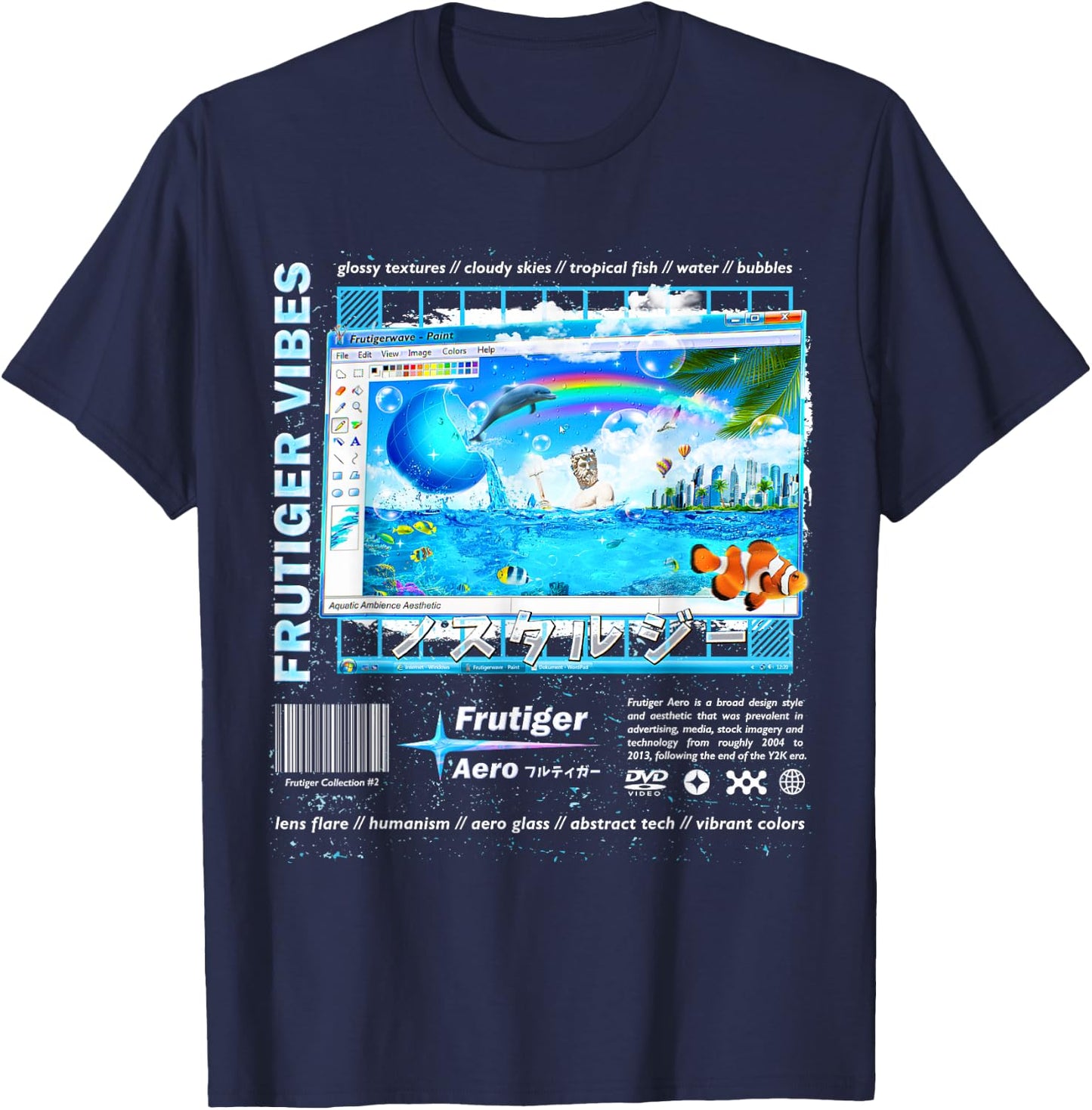 Frutiger Aero Fashion Collection - Frutiger Vibes T-Shirt - T-Shirt | Navy