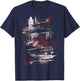 Black And White Red Accent Art Graphic T-Shirt - T-Shirt | Navy