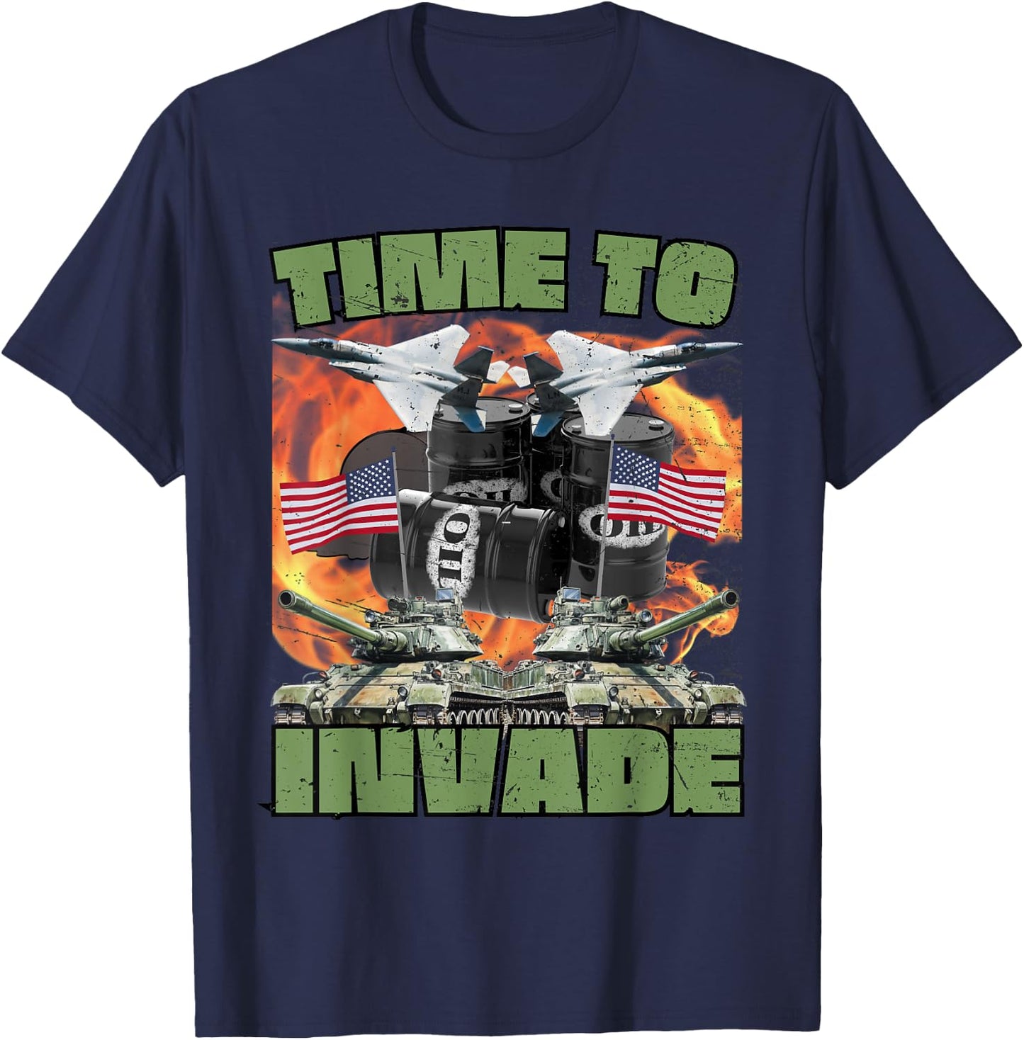 Funny America Wants Oil Meme American Patriotic Men T-Shirt - T-Shirt | Navy