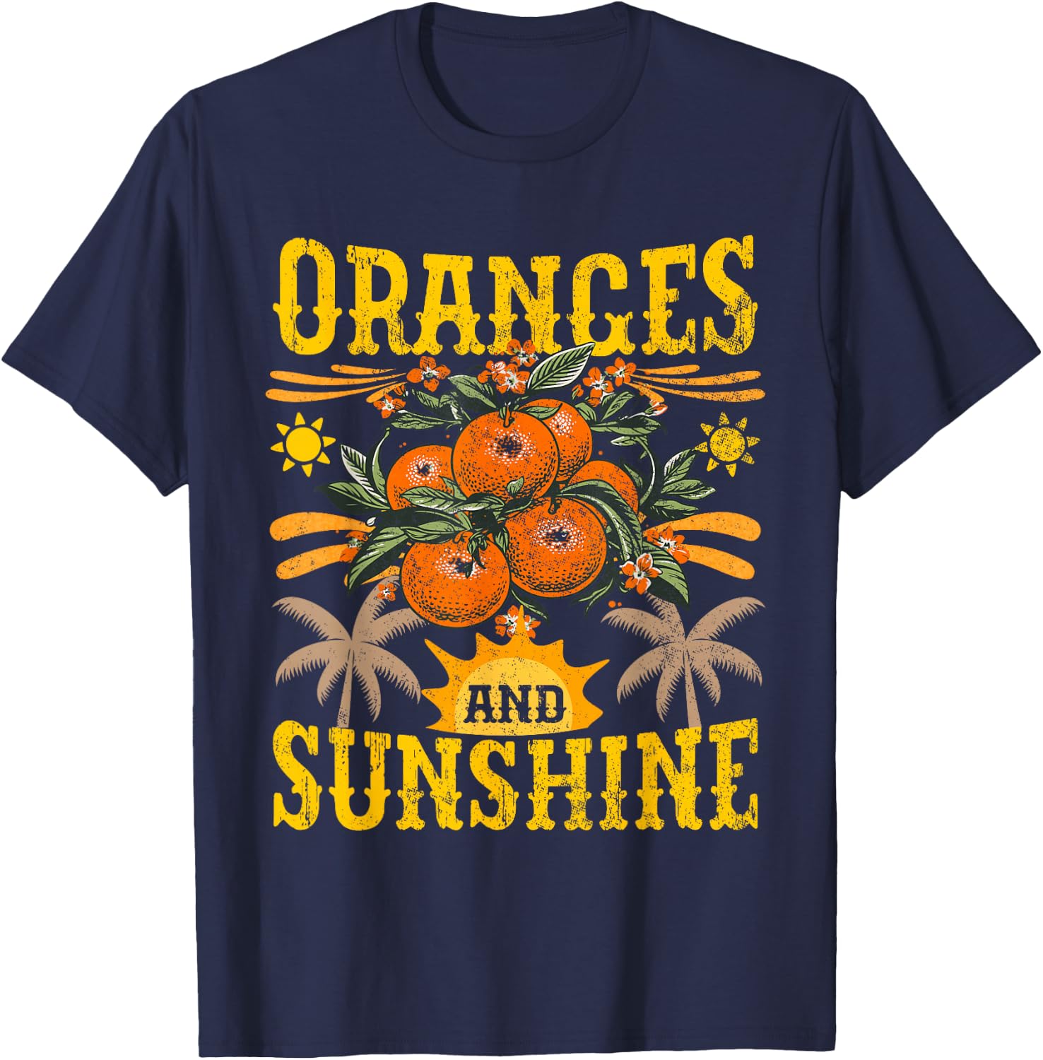Vintage Orange Fruit T-Shirt - T-Shirt | Navy