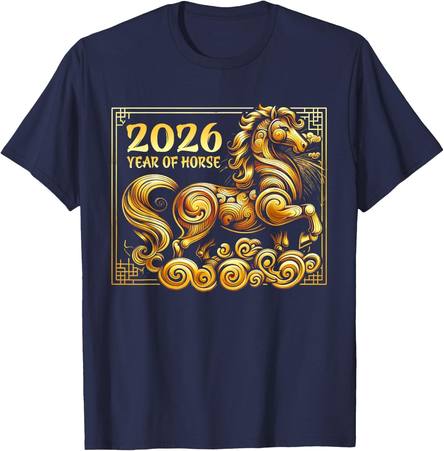 Happy Chinese New Year 2026 - Lunar New Year Horse Red 2026 T-Shirt - T-Shirt | Navy