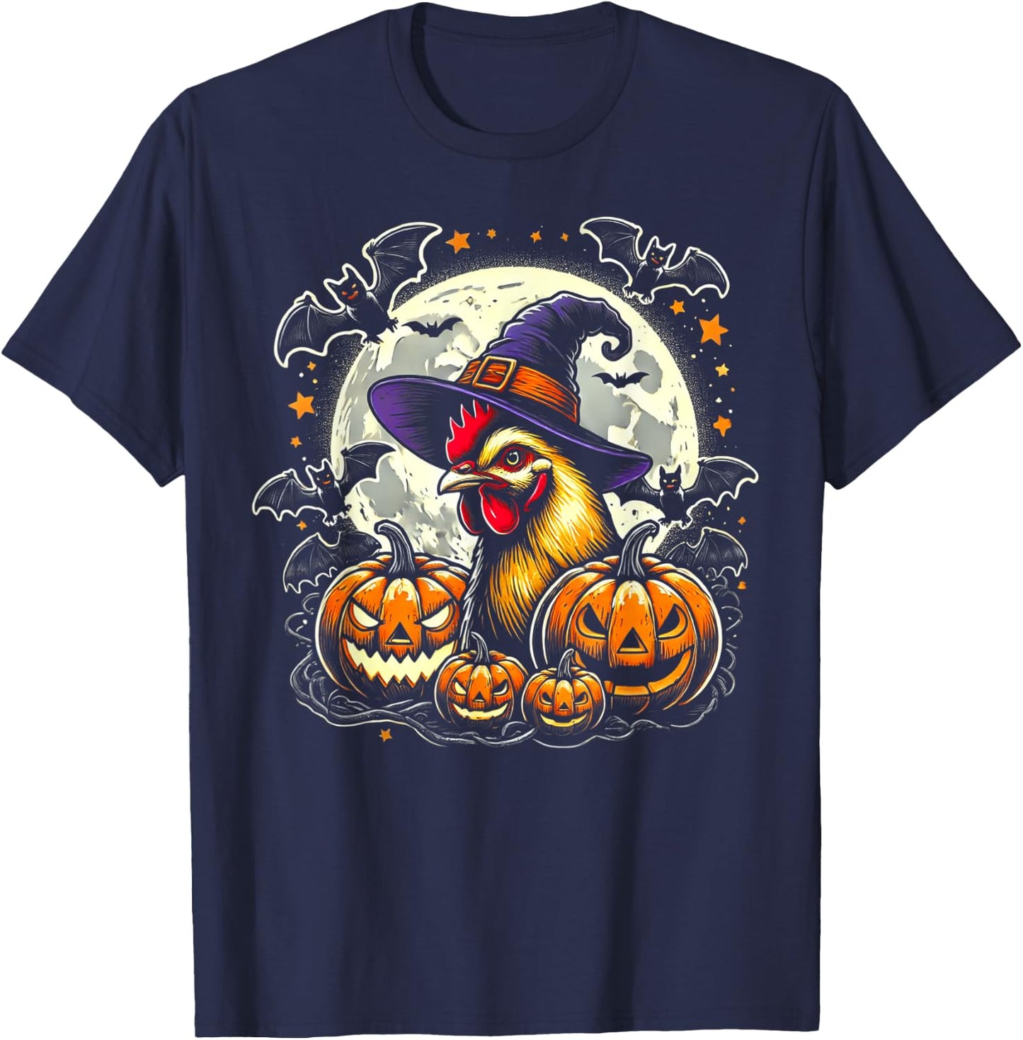 Chicken Halloween Witch Decor T-Shirt - T-Shirt | Navy