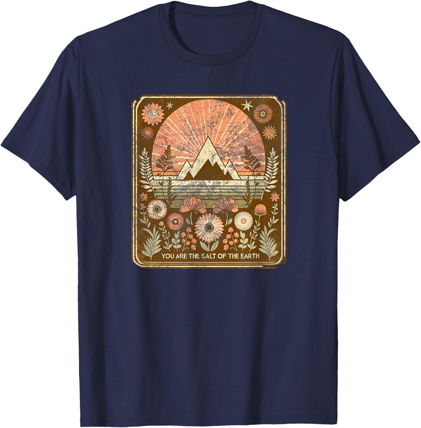 Christian Boho Salt Of The Earth Retro Bible Verse T-Shirt - T-Shirt | Navy