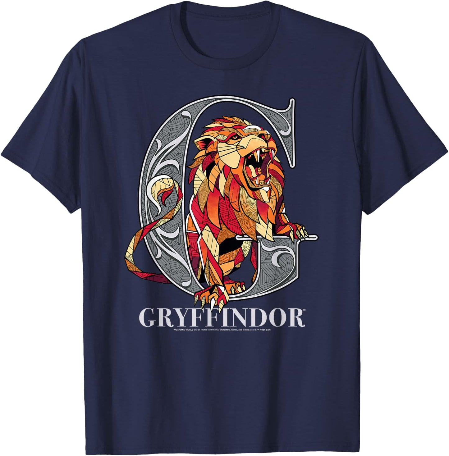 Harry Potter Mosaic Gryffindor with Lion Small T-Shirt - T-Shirt | Navy
