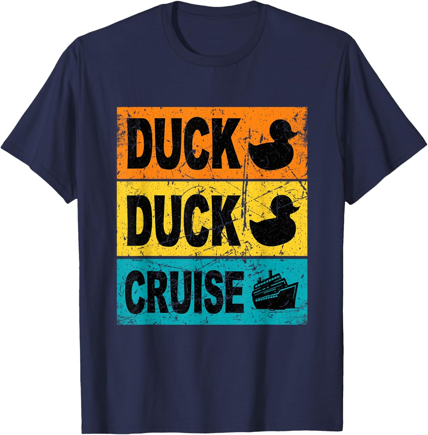 Retro Duck Duck Cruise Shirt Tags Caribbean Cruise Vacation T-Shirt - T-Shirt | Navy