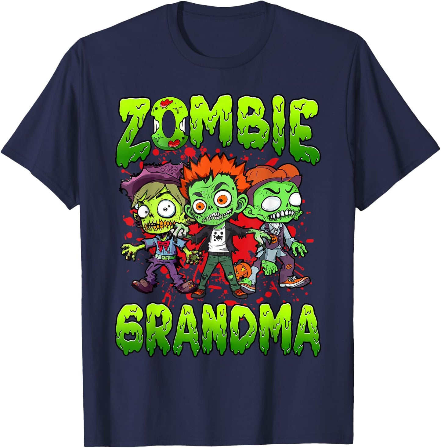 Zombie Grandma Halloween Costume Family Matching , Small, Black T-Shirt - T-Shirt | Navy