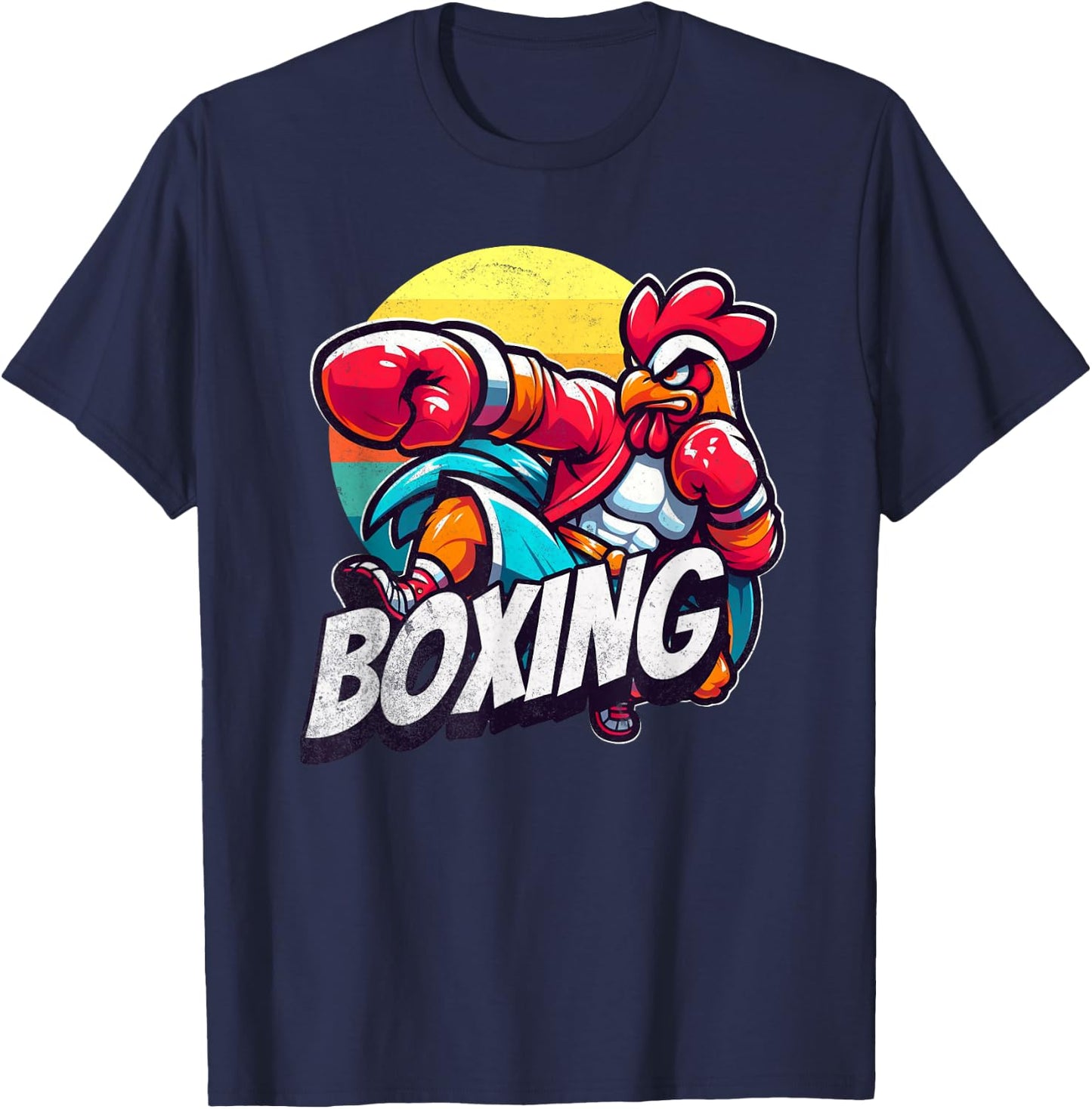 Boxing Cool Chicken Roosters Funny Chicken Who Loves Sport T-Shirt - T-Shirt | Navy