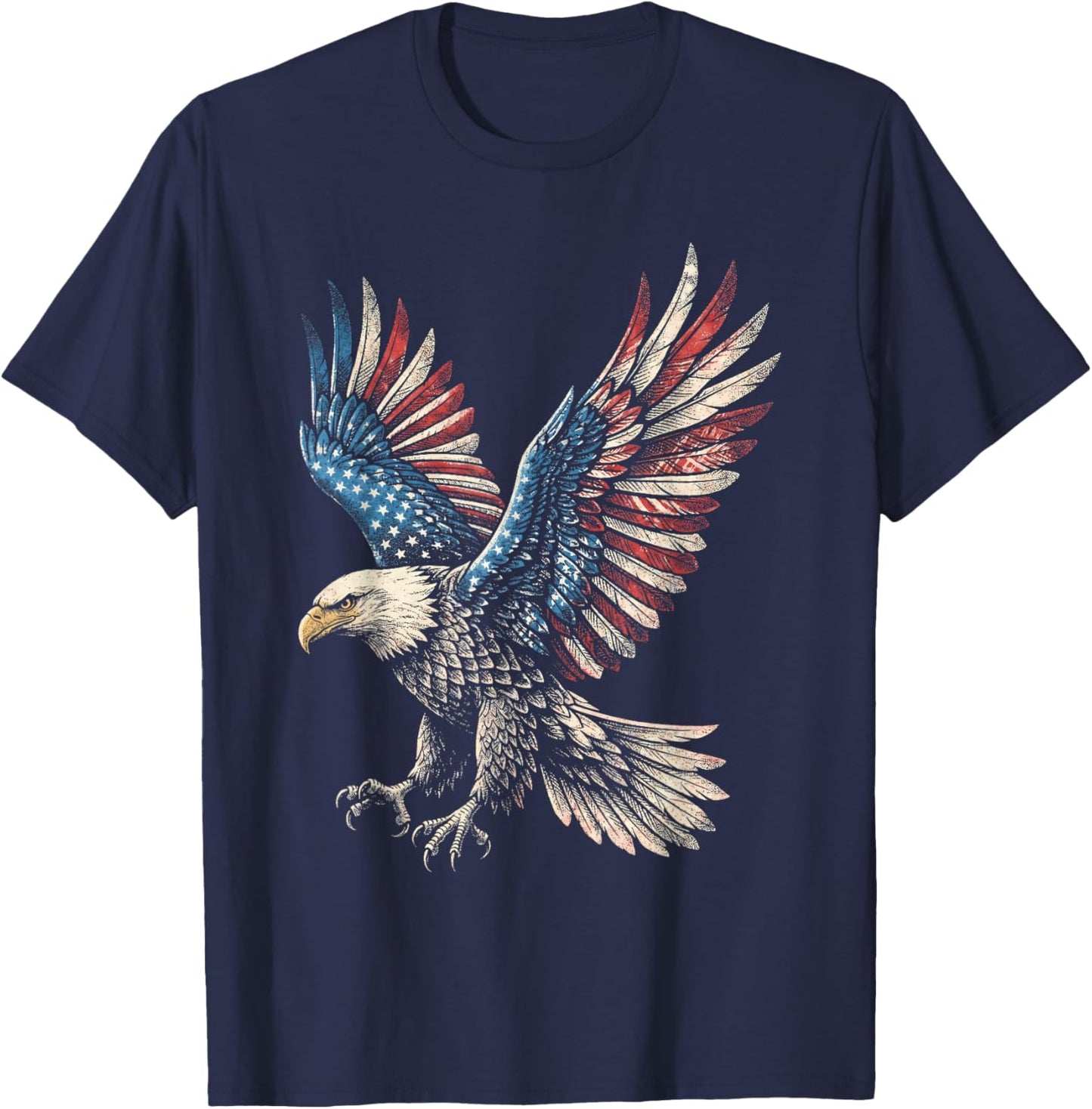 Eagle American Flag 4th of July USA Patriotic Men Women T-Shirt - T-Shirt | Navy