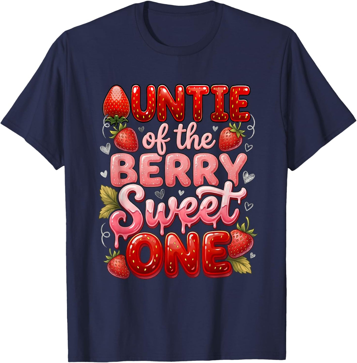 Aunt Auntie of The Berry Sweet One Cute First Birthday T-Shirt - T-Shirt | Navy