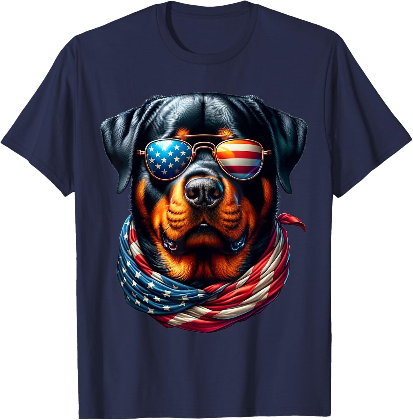 Rottweiler USA Flag Sunglasses Patriotic Dog 4th of July T-Shirt - T-Shirt | Navy